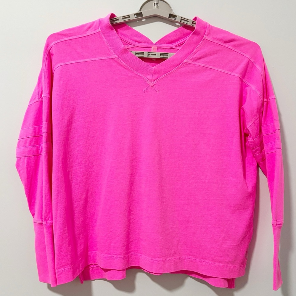 FP Movement by‎ Free People Jersey Womens Size XS Hot Pink Oversized Long Sleeve